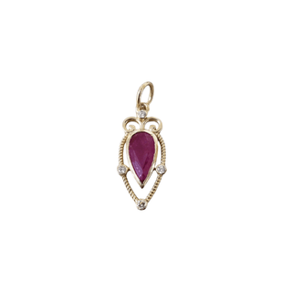 Drop Shape Genuine Ruby 14k Gold Pendant - K Jewelry Accessories