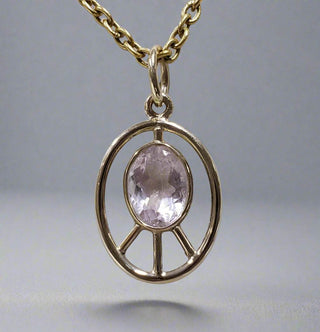14k Gold Peace Symbol Pink Morganite Pendant - K Jewelry Accessories