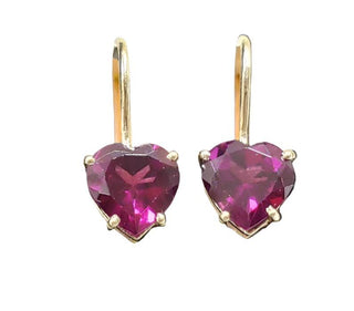 14k Gold Rhodolite Garnet Heart Earrings - K Jewelry Accessories
