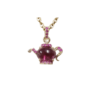 Pink Tourmaline and Ruby Teapot Pendant 14k Gold - K Jewelry Accessories