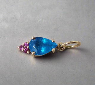 14k Gold Natural Neon Apatite and Ruby Pendant - K Jewelry Accessories
