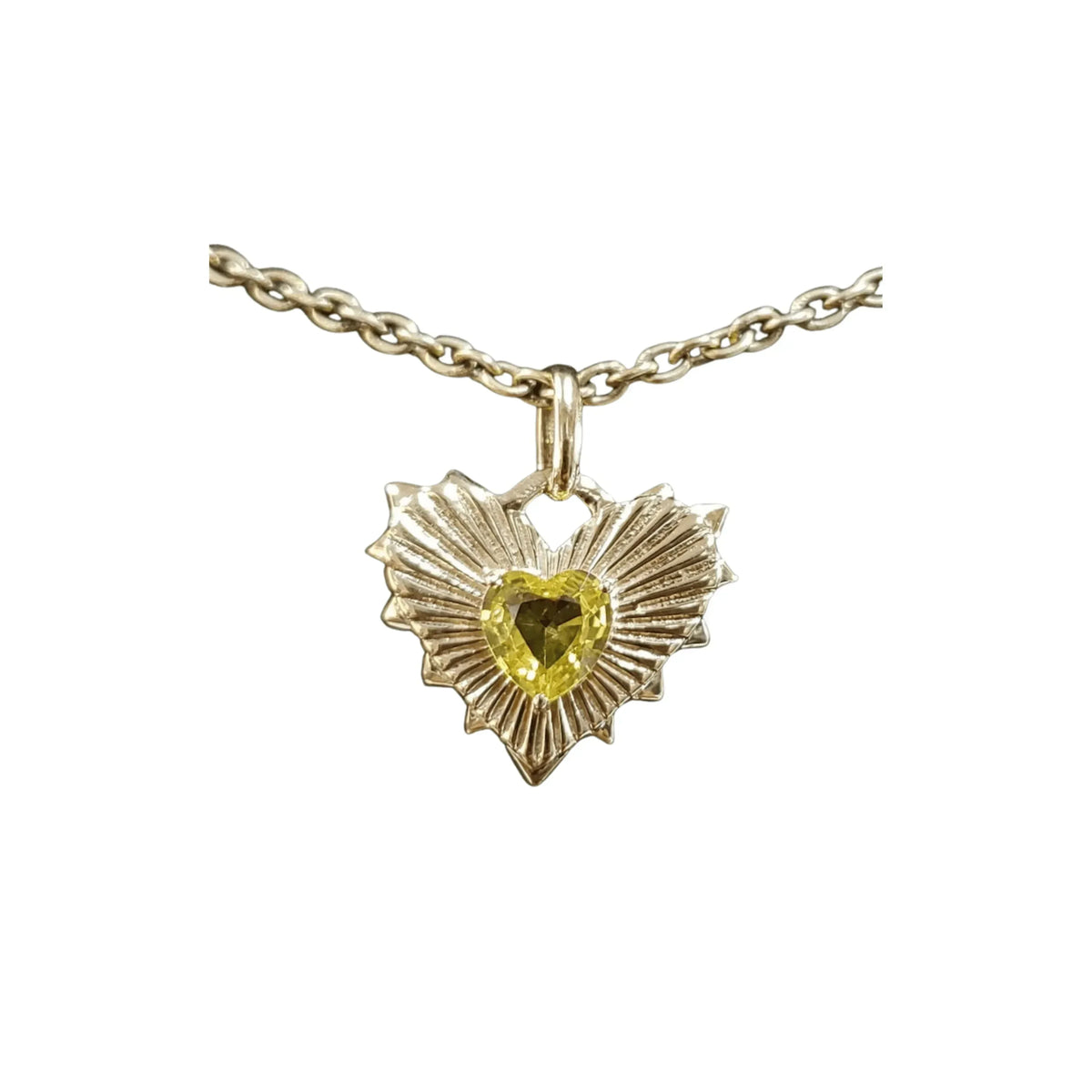 14k Gold Heart Shaped Yellow Sapphire Pendant - K Jewelry Accessories