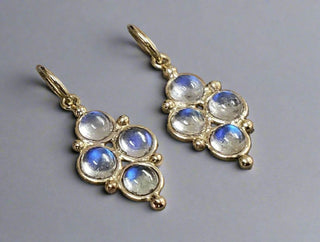 Women 14k Gold Dainty Cabochon Rainbow Moonstone Pendant - K Jewelry Accessories