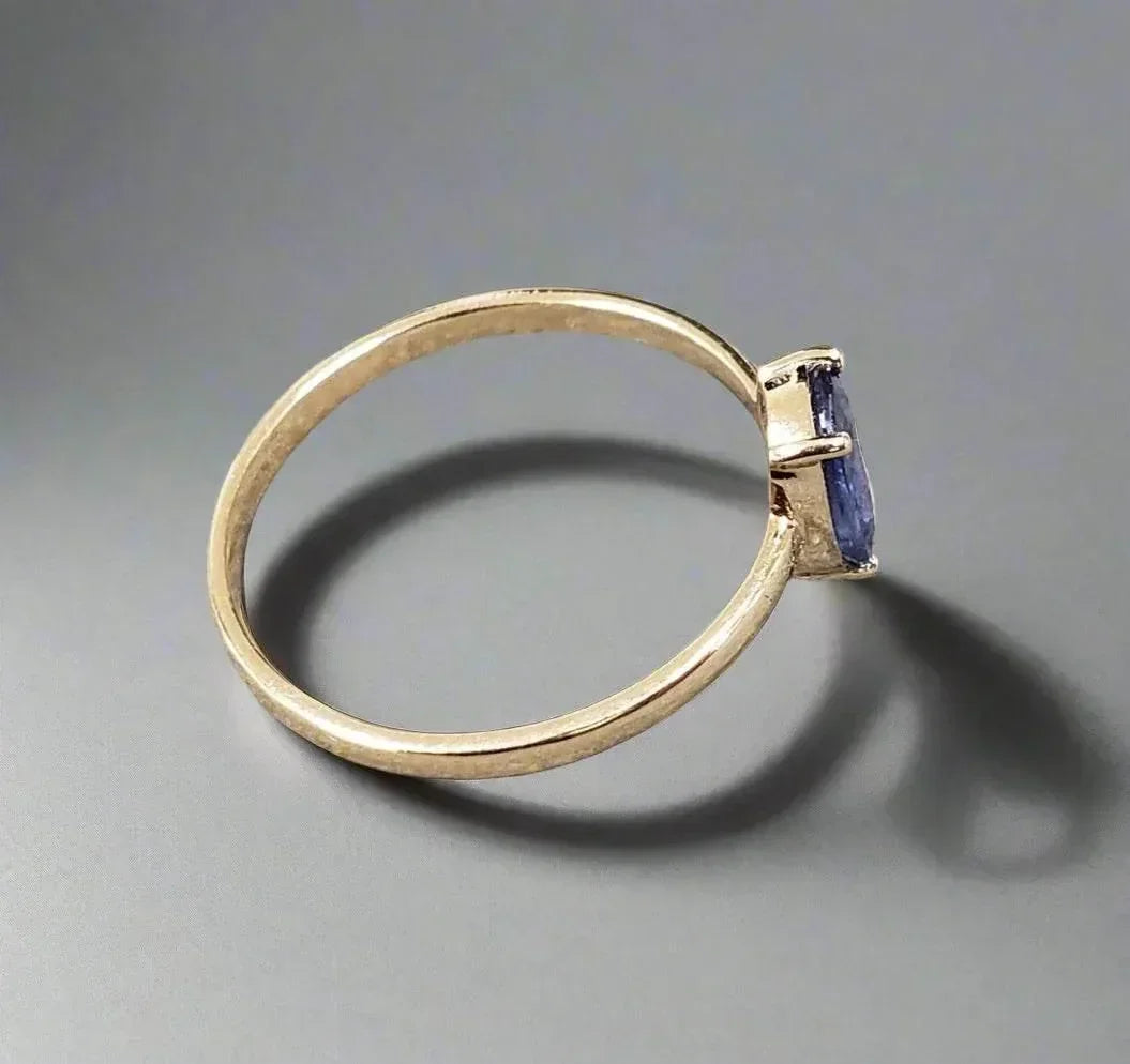14k Gold Natural Blue Sapphire Statement Ring - K Jewelry Accessories