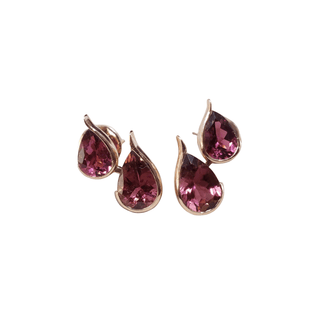 14k Rose Gold Teardrop Rubellite Studs Earring - K Jewelry Accessories