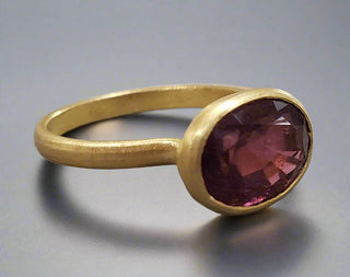 Dark Pink Tourmaline 18k Solid Gold Ring - K Jewelry Accessories