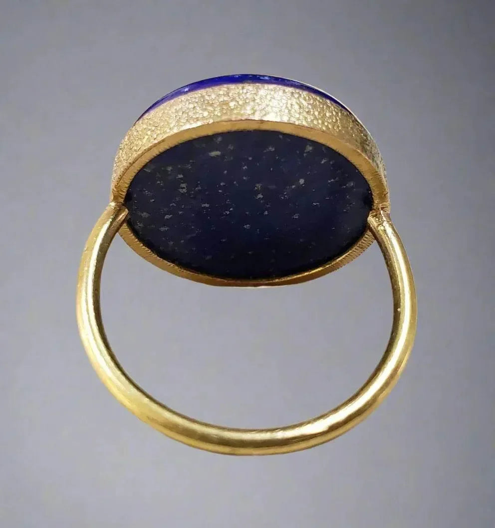 Cabochon 19 mm Round Lapis Gold Ring 14k - K Jewelry Accessories