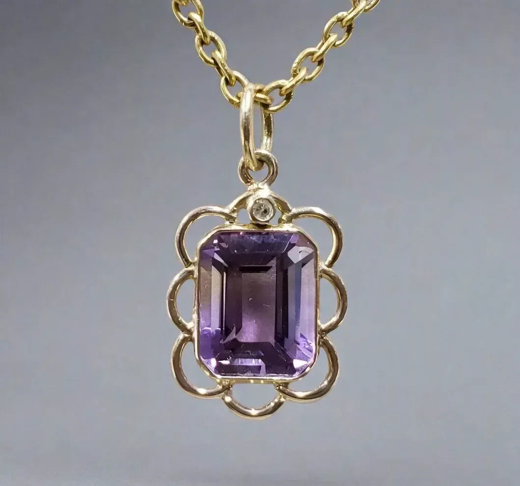 Dainty 14k Gold Ametrine and Diamond Pendant - K Jewelry Accessories