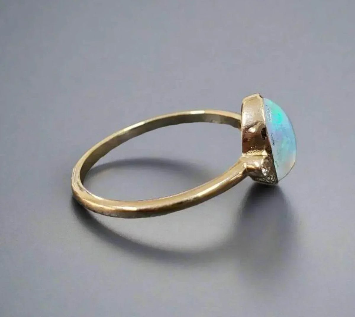 Oval Shape Solid Gold 14k Opal Diamond Ring - K Jewelry Accessories