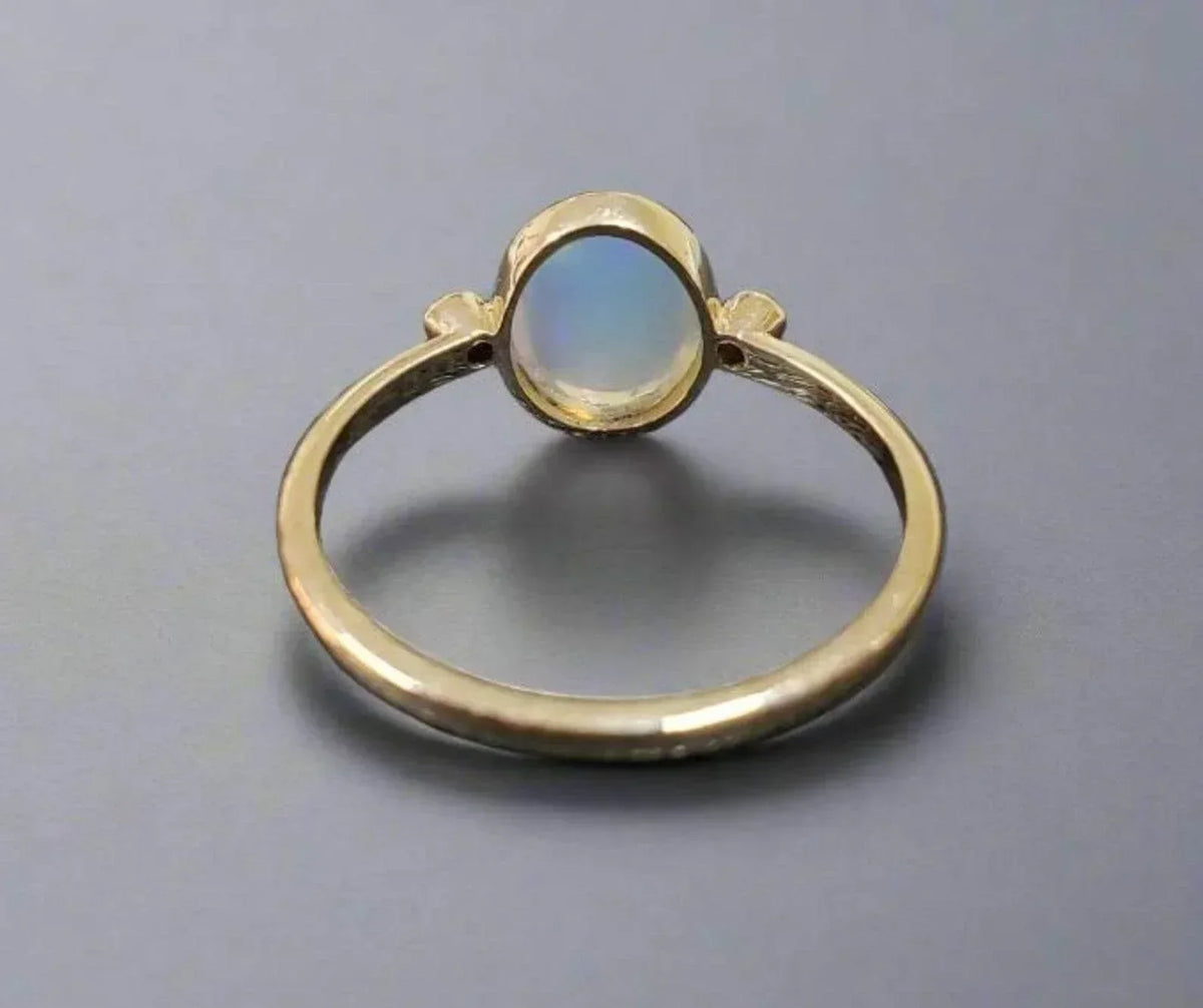 Oval Shape Solid Gold 14k Opal Diamond Ring - K Jewelry Accessories