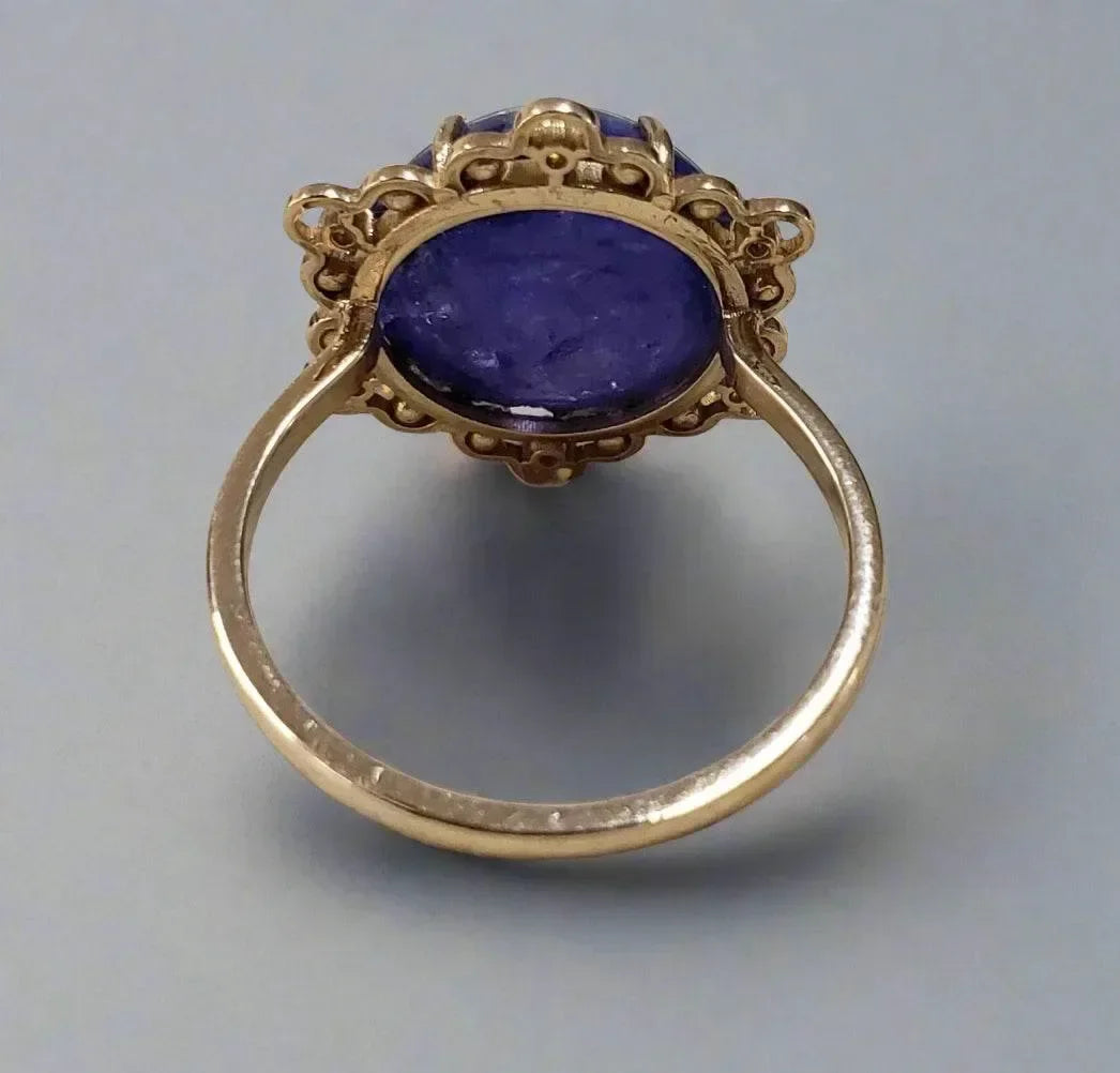 Delicate 14k Solid Tanzanite Diamond Gold Ring - K Jewelry Accessories