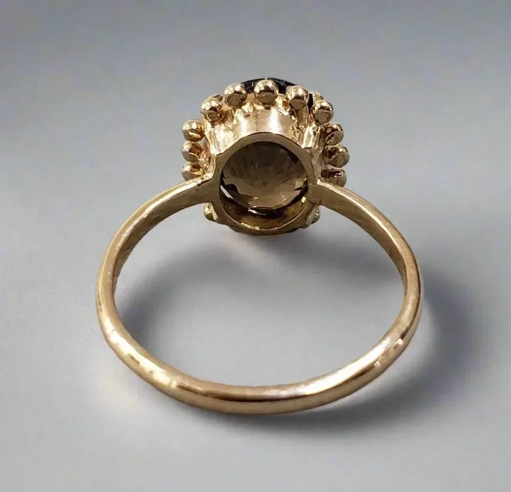 14k Gold Oval Brown Smoky Tourmaline Stone Ring - K Jewelry Accessories