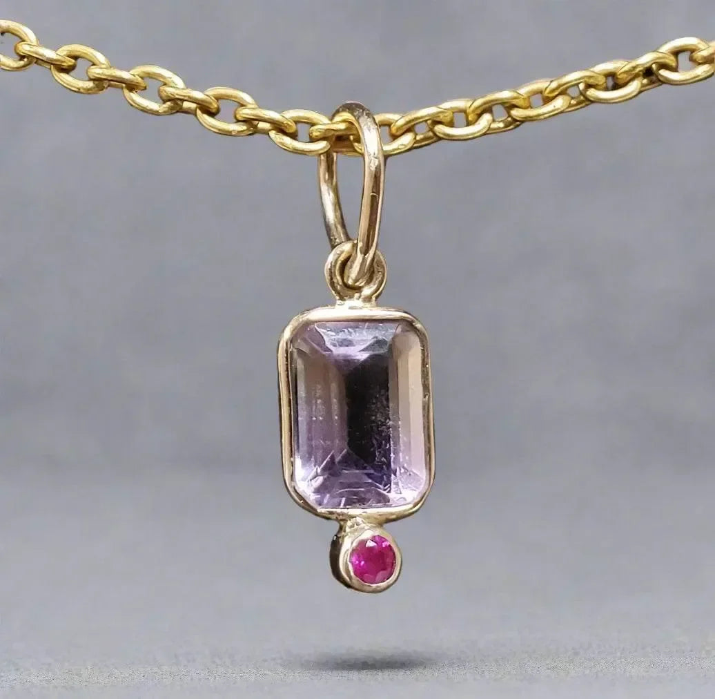 14k Octagon Ametrine Pendant Gold With Ruby - K Jewelry Accessories