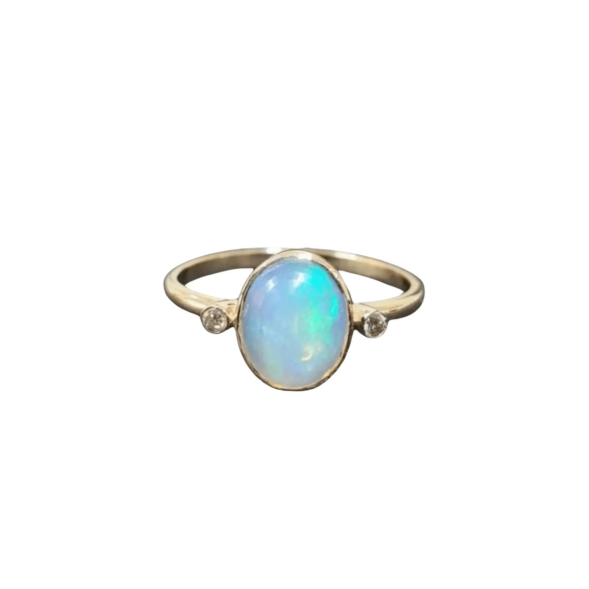 Oval Shape Solid Gold 14k Opal Diamond Ring - K Jewelry Accessories