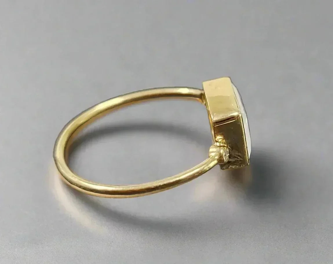 stackable 14k Blue Flash Rainbow Moonstone Gold Ring - K Jewelry Accessories