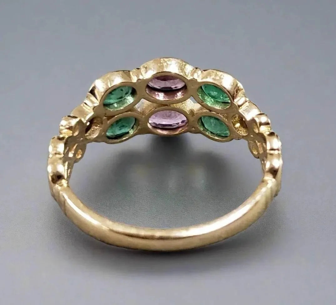 Handmade 14k Gold Emerald Sapphire Diamond Ring - K Jewelry Accessories