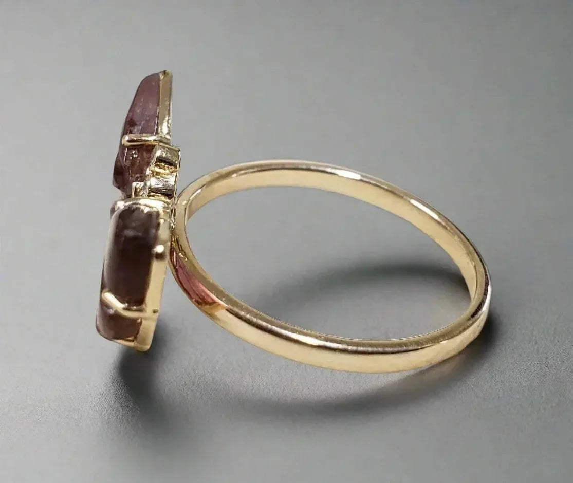 Natura Tourmaline and Diamonds 14k Gold Pink Butterfly Ring - K Jewelry Accessories