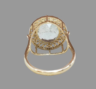 14K Gold Aquamarine & Diamond Statement Ring