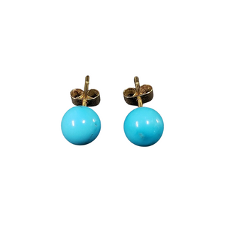 14 karat Turquoise blue Round studs earrings Made with Natural Stones