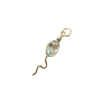 14k Gold Aquamarine Snake Gold Pendant - K Jewelry Accessories