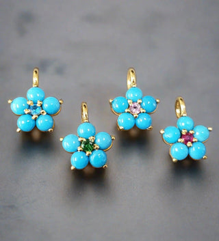 14k Flower Pendant Gold Arizona Turquoise - K Jewelry Accessories