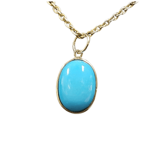 14k Gold Arizona Natural Turquoise Pendant - K Jewelry Accessories