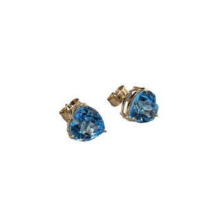 14k Gold Swiss Blue Topaz Earring - December Month Birthstone Jewelry for women made with natural stones