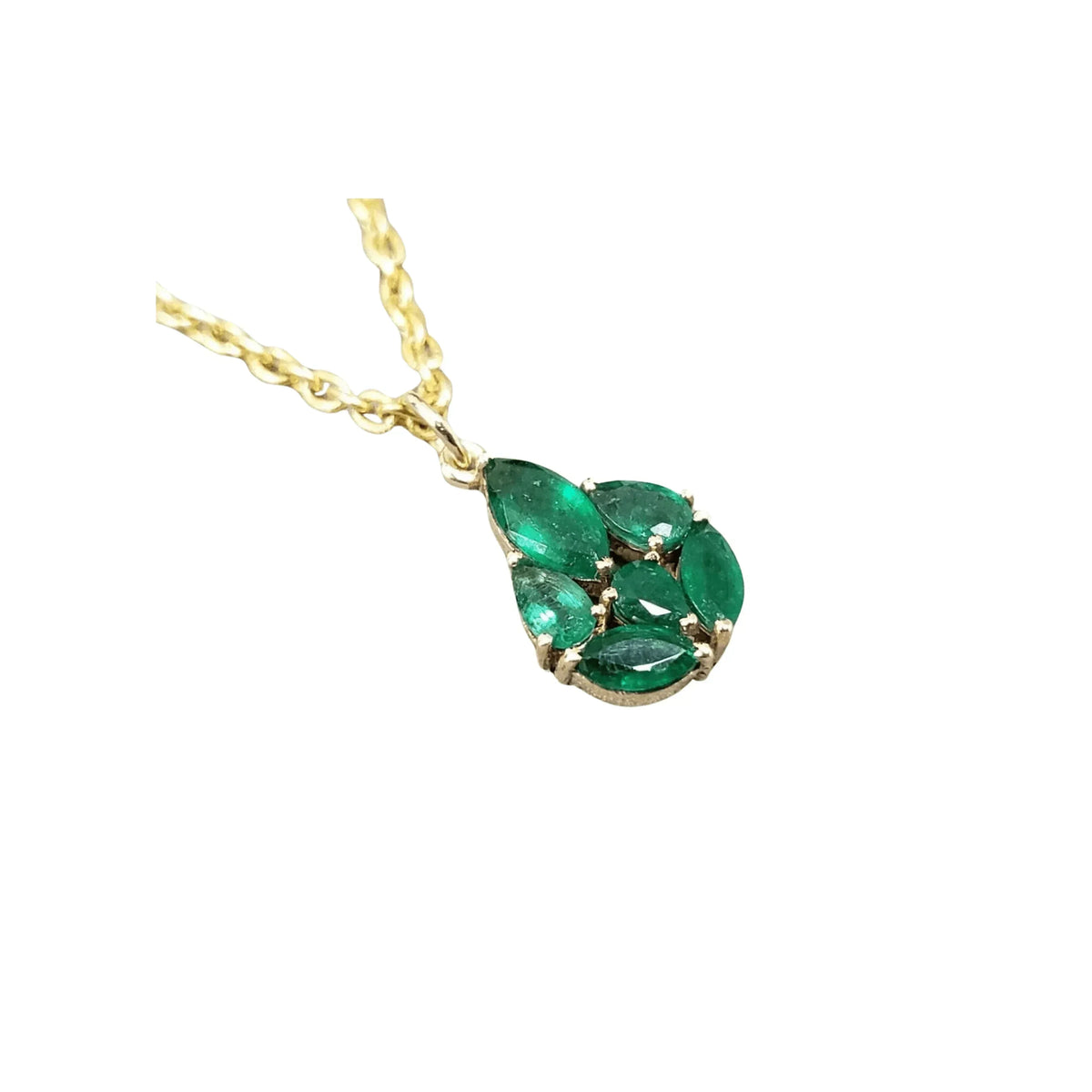 14k Gold Marquise Emerald Pendant - K Jewelry Accessories