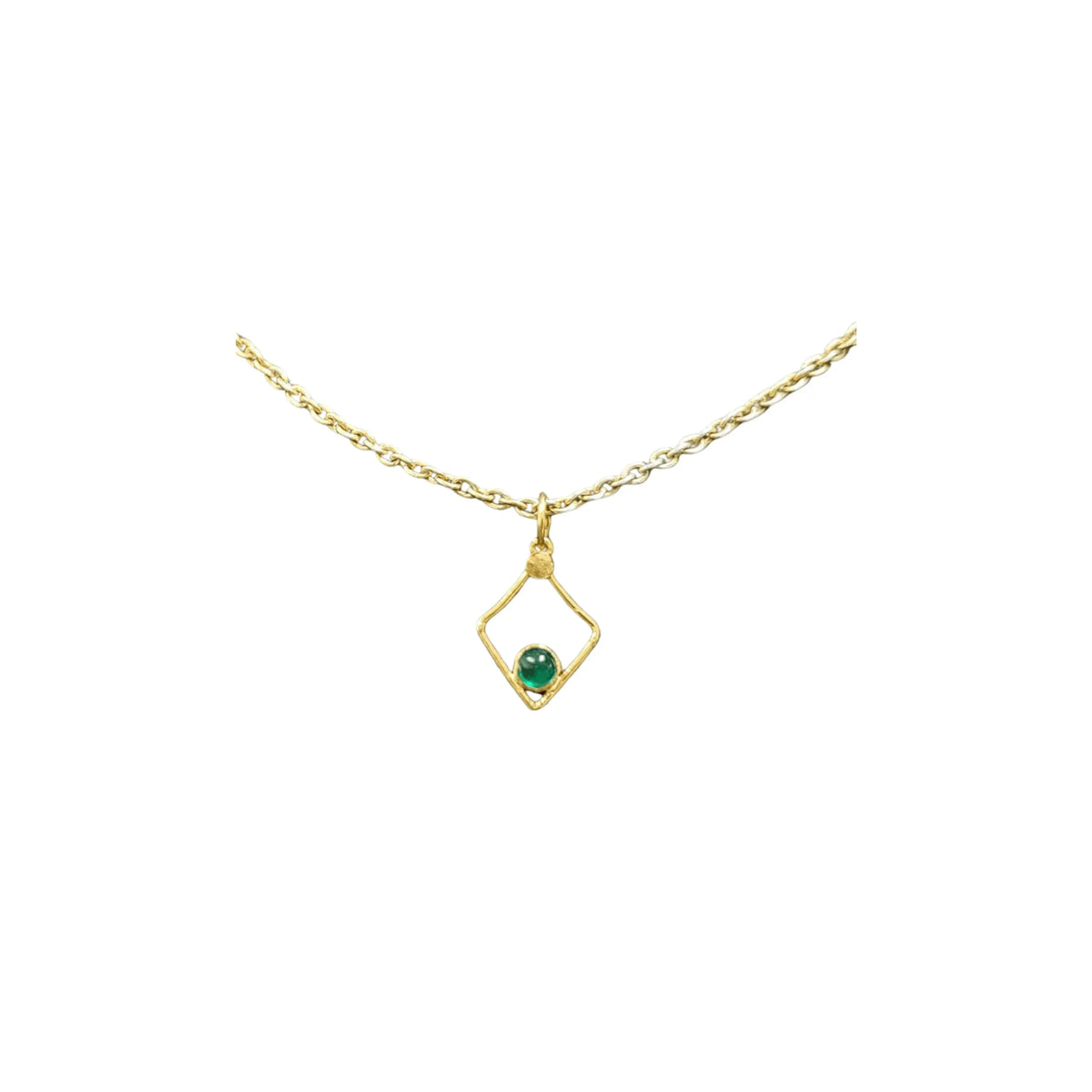 18k Gold Emerald Pendant Single stone charm - K Jewelry Accessories