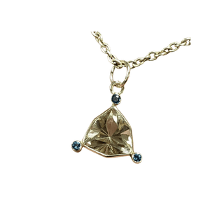 14k Gold Trillion Cut Champagne Quartz & London Blue Topaz Pendant - K Jewelry Accessories