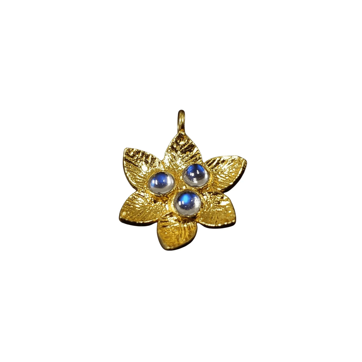 Floral 925 Gold Vermeil Rainbow Moonstone Charm - K Jewelry Accessories