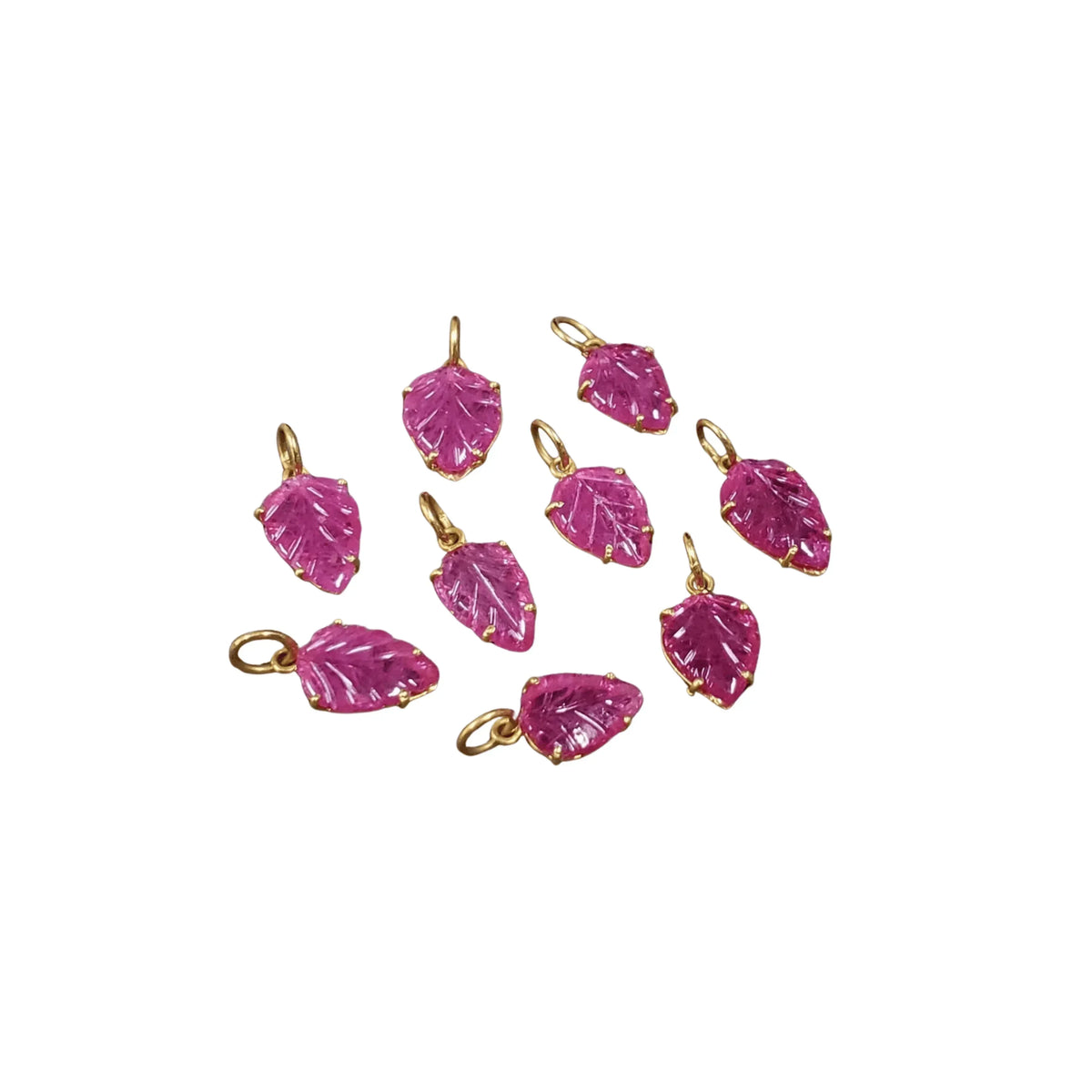 18k Gold Natural Leaf Ruby Pendant Charms for Multipurpose - K Jewelry Accessories