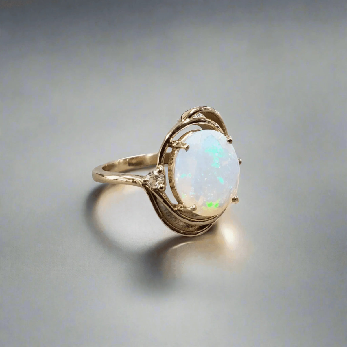 14k Gold Ethiopian Opal and Diamond Ring - K Jewelry Accessories