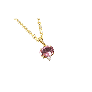 14k Gold Pink Tourmaline & Diamond Pendant - K Jewelry Accessories