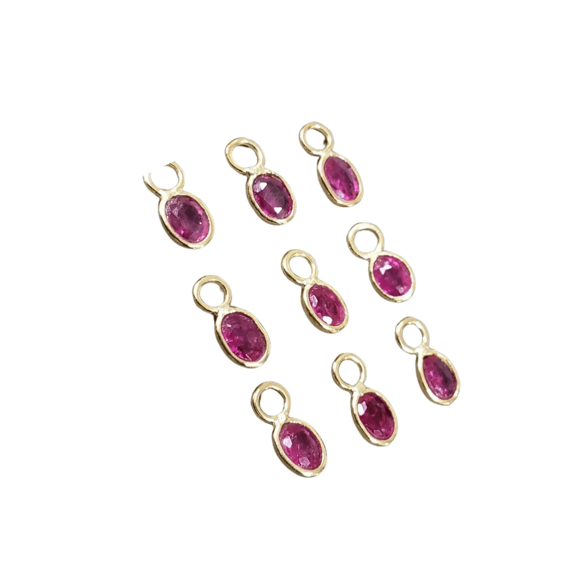 18k Gold Ruby Flat front ring Charm For Multipurpose Use - K Jewelry Accessories