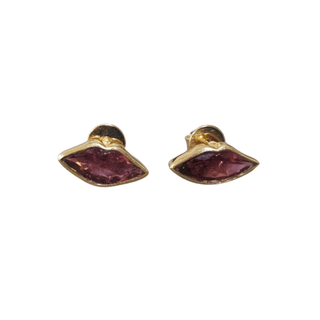 18K Gold Lip Shape Pink Tourmaline Studs Earrings - K Jewelry Accessories