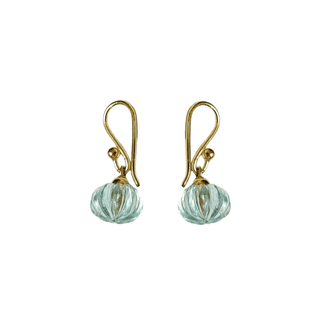 18k Gold Aquamarine Earrings Teardrop Melon Shape - K Jewelry Accessories