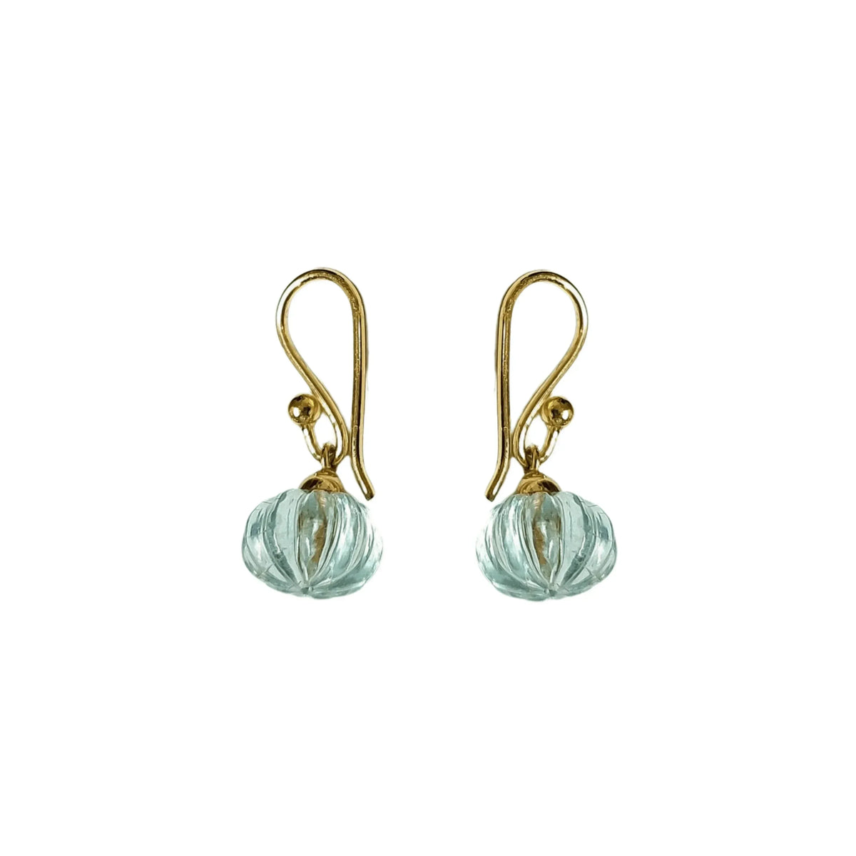 18k Gold Aquamarine Earrings Teardrop Melon Shape - K Jewelry Accessories