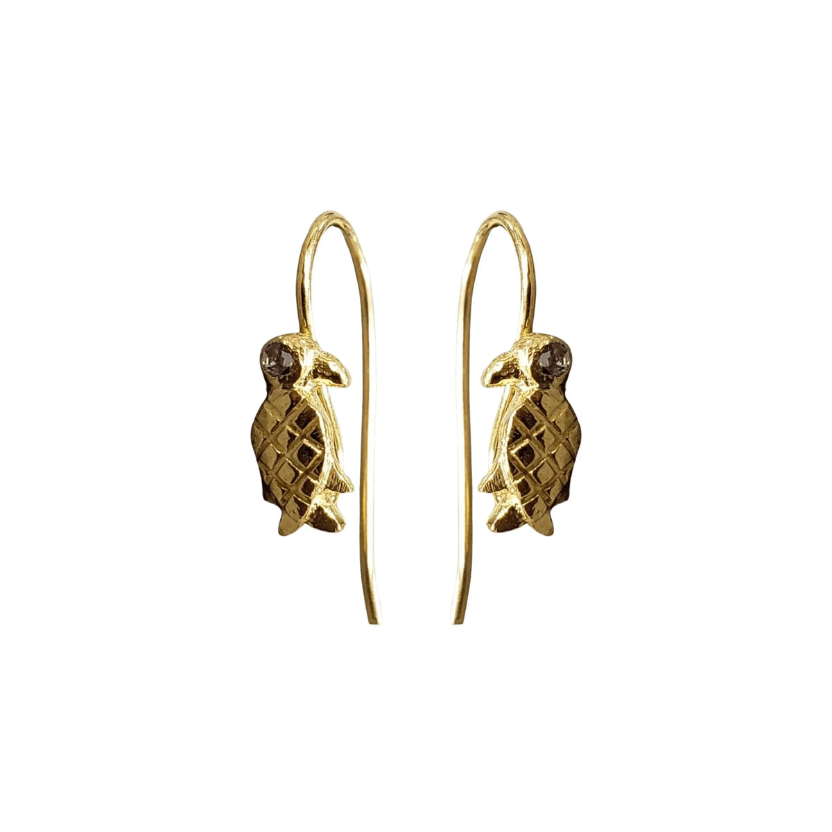18k Gold Diamond Earrings in Bird Shaped Natural Stones - K Jewelry Accessories