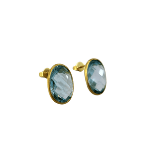 18k Gold Blue Topaz Earrings For Women - K Jewelry Accessories