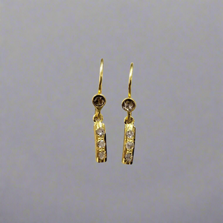 Delicate Diamond 18k Gold Dangling Earrings - Birthstone Jewelry for Month of April