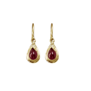 18k Gold Dangling Ruby Earrings Made with Natural Stones Birthstone Jewelry for Month of July