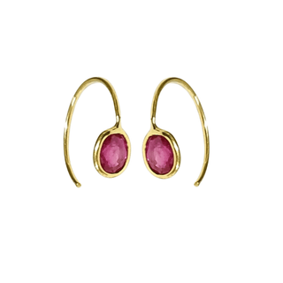 18k Gold Mini Ruby Hoop Earrings - K Jewelry Accessories