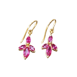 18k Flower Gold Ruby Earrings Beautiful - K Jewelry Accessories