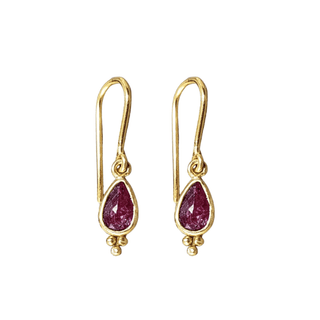 18k Gold Natural Ruby Dangle Earrings - K Jewelry Accessories