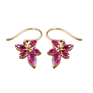 18k Gold Natural Leaf Earrings Ruby Jewelry For Women - K Jewelry Accessories