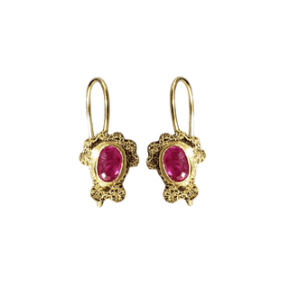 Textured Ruby Earrings Gold 18k - K Jewelry Accessories