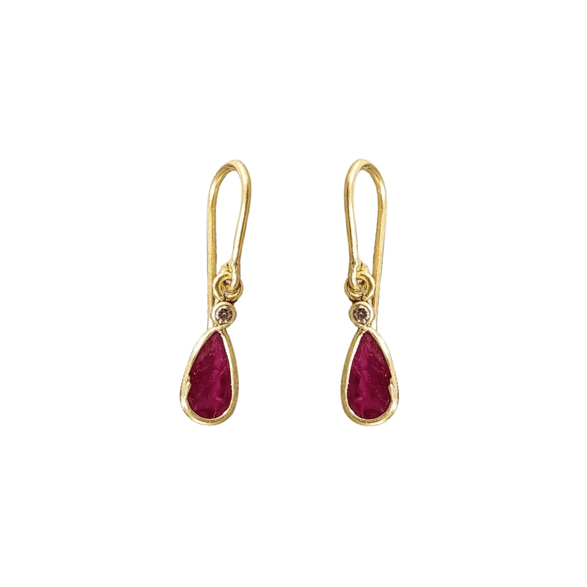 18k Gold Natural Ruby with Diamond Earring - K Jewelry Accessories