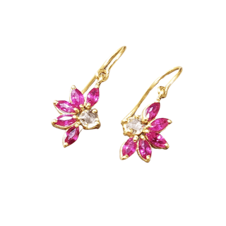 18k Gold Natural Ruby Earrings Design With Diamonds - K Jewelry Accessories