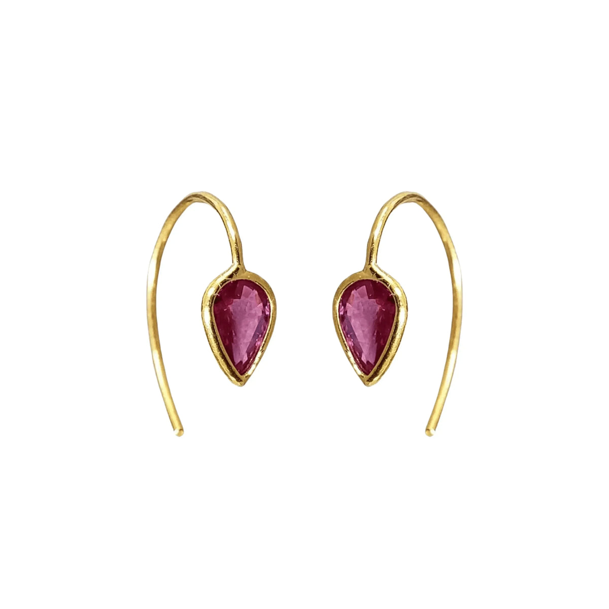 18k Gold Ruby Drop Earrings - K Jewelry Accessories
